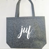 Tas vilt juf - tas - vilt - juf - shopper - tote bag - boodschappentas - donker grijs - schoolspullen