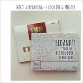 Kaartkadootje Merci -> Juf & Meester - No:04 (Merci Chocolade - Bedankt bijzondere schooljaar-Dots-Gekleurd) - LeuksteKaartjes.nl by xMar