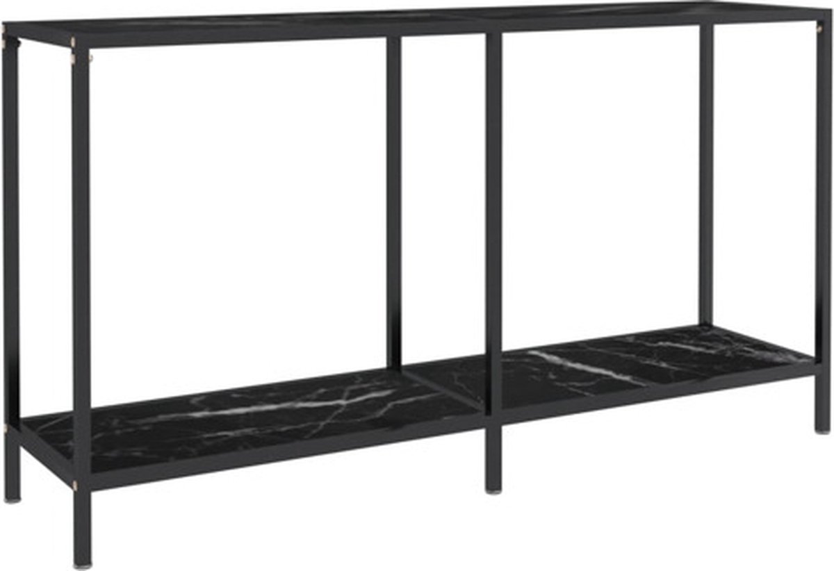 vidaXL Wandtafel - 140x35x75,5 - cm - gehard - glas - zwart