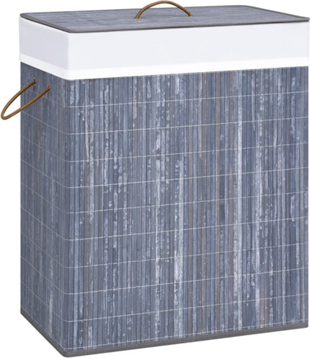 vidaXL - Wasmand - met - 2 - vakken - 100 - L - bamboe - grijs