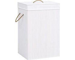 vidaXL - Wasmand - met - 1 - vak - bamboe - wit