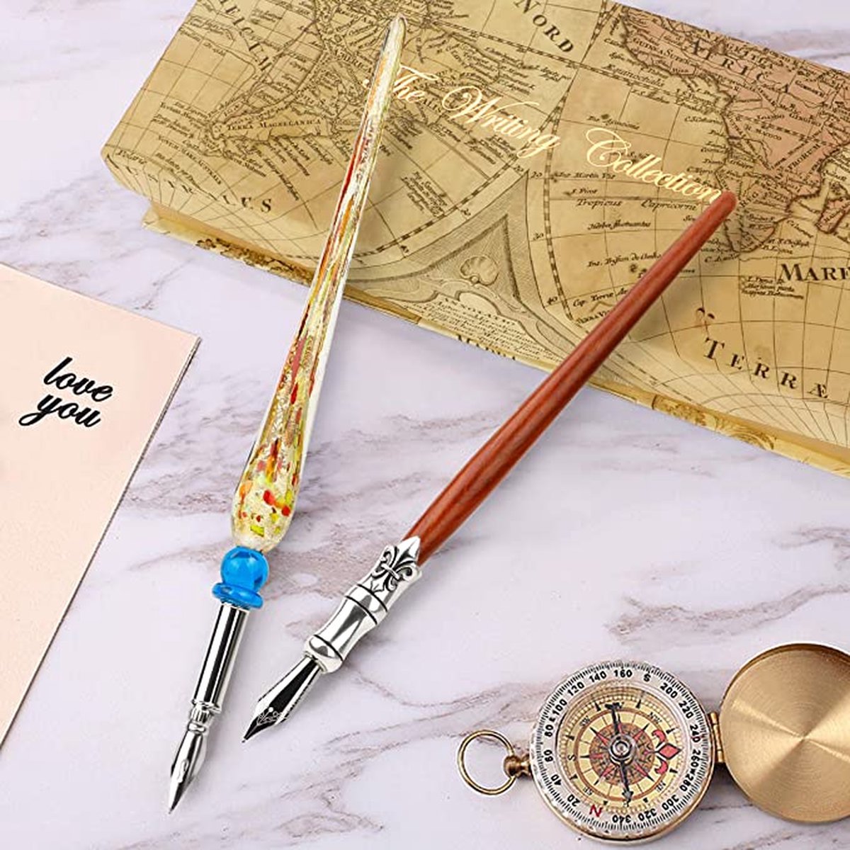 Vintage Veer Kalligrafie Pen, Antiek Ontwerp, Inkt Quill Dip Pen voor Kalligrafie en Tekenen, Ideaal voor Alle Gelegenheden (D