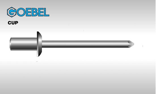 GOEBEL® - 500 x Rivets aveugles fermés 4 x 12,5 mm - Aluminium / Inox A2 - Tête  plate... | bol.com