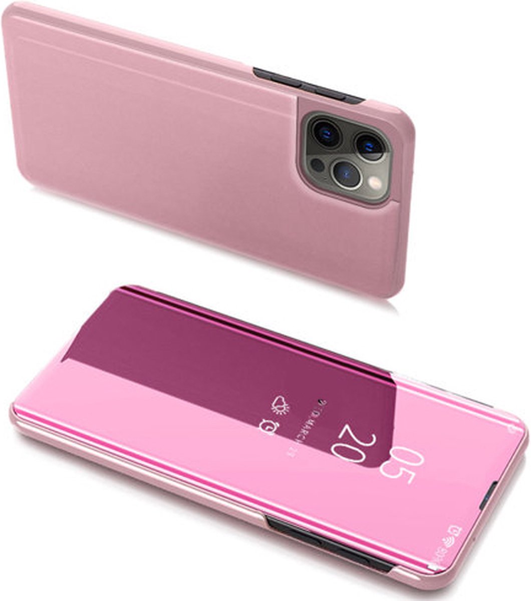 Clear View Case cover geschikt voor iPhone 13 Pro roze