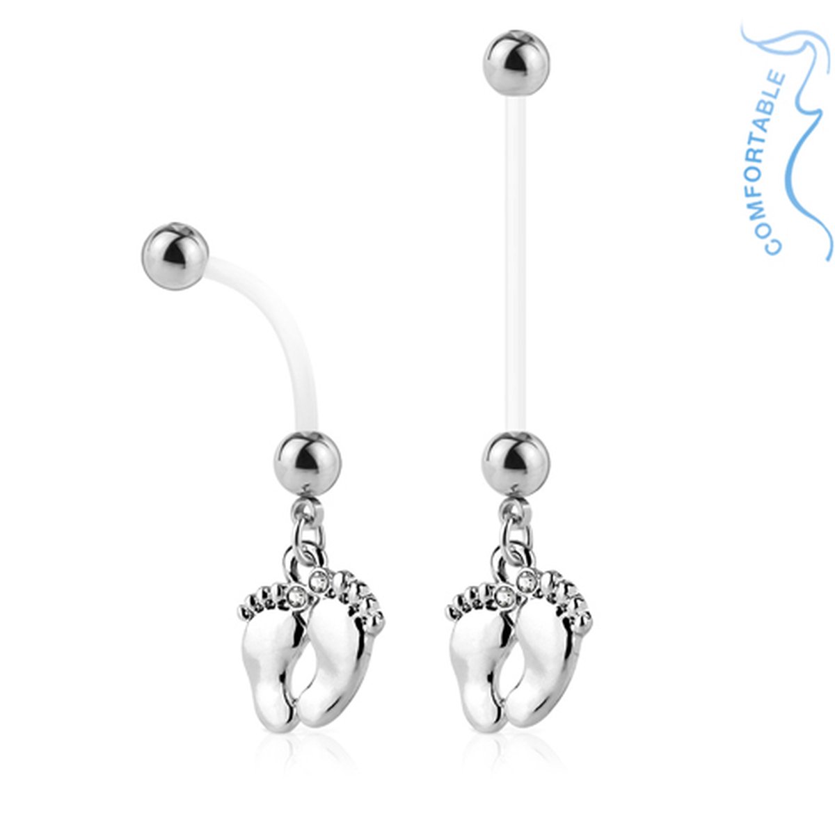 Zwangerschaps navelpiercing baby voetjes - LMPiercings