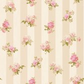Bloemen behang Profhome 304474-GU vliesbehang gestructureerd met bloemen patroon mat roze groen crèmewit 5,33 m2
