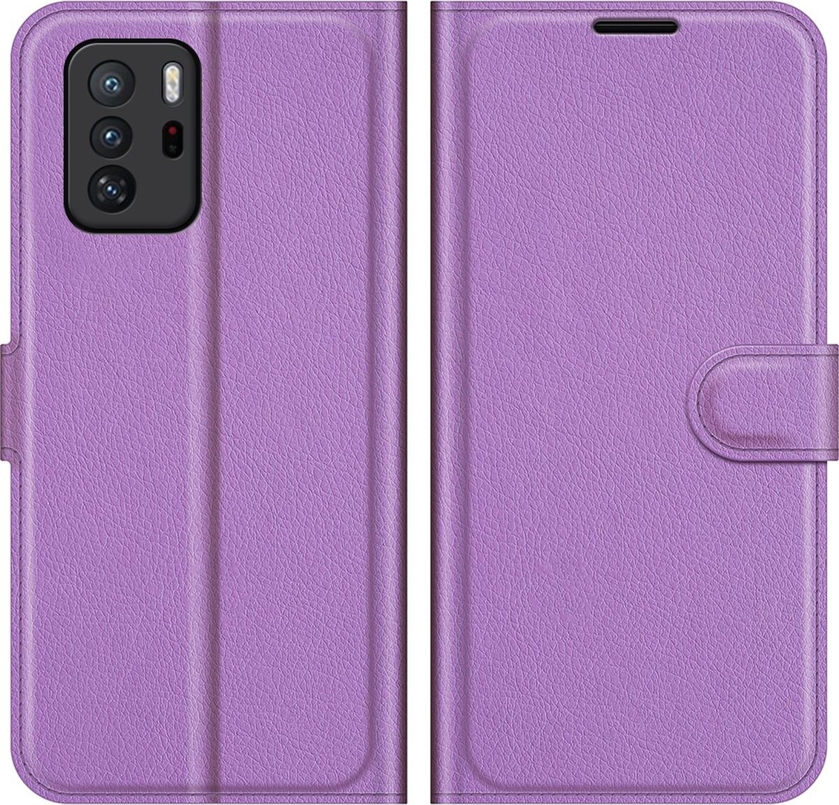 Mobigear Telefoonhoesje geschikt voor POCO X3 GT Hoesje | Mobigear Classic Bookcase Portemonnee | Pasjeshouder voor 3 Pasjes | Telefoonhoesje voor Pinpas / OV Kaart / Rijbewijs - Paars