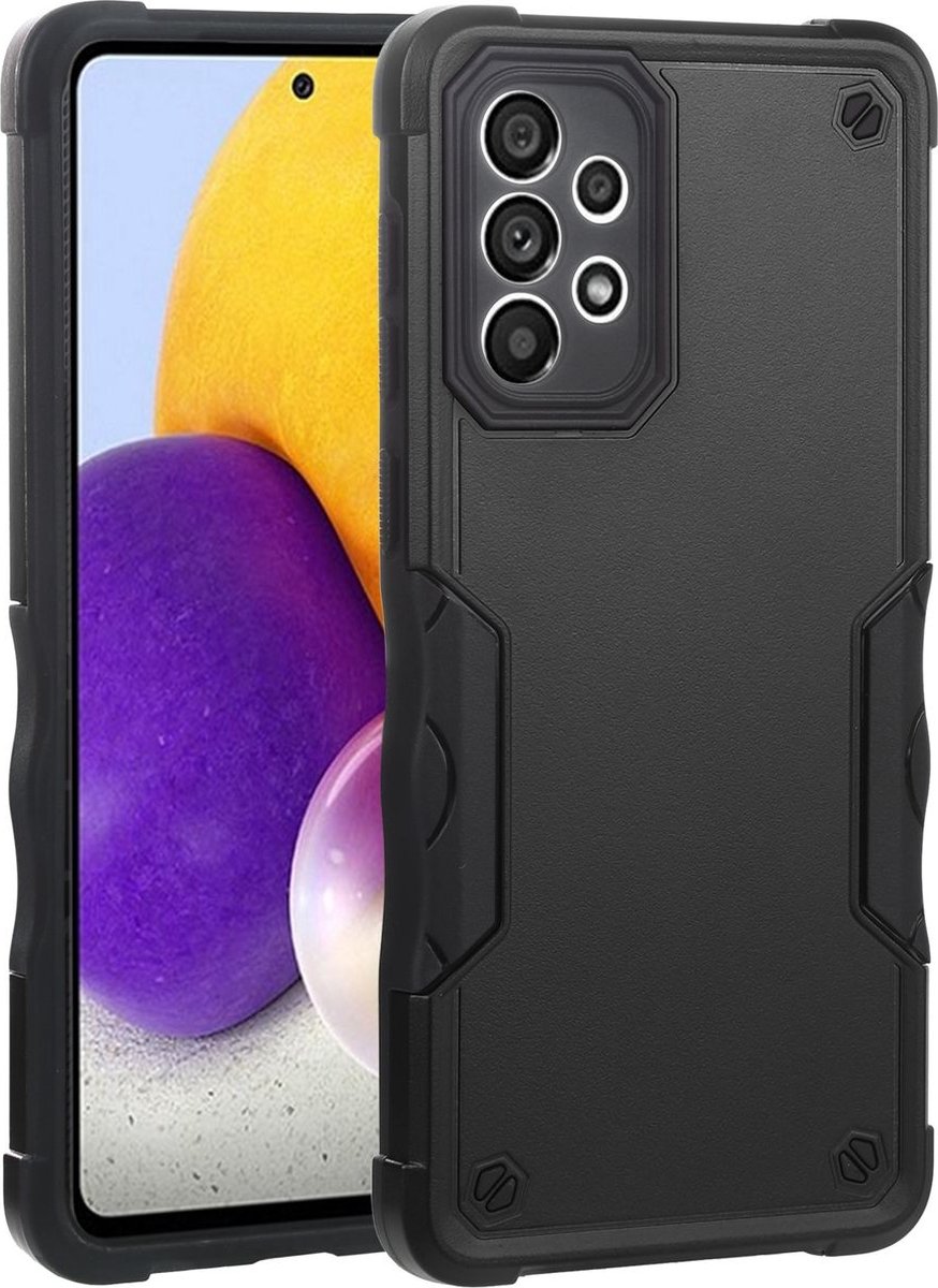 Mobigear Hoesje geschikt voor Samsung Galaxy A73 Telefoonhoesje Hardcase | Mobigear Non-slip Armor Backcover Shockproof | Schokbestendig Galaxy A73 Telefoonhoesje | Anti Shock Proof - Zwart