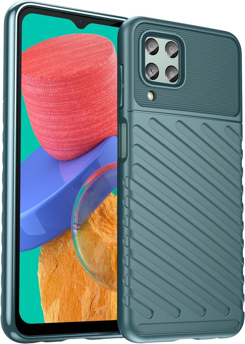 Mobigear Hoesje geschikt voor Samsung Galaxy M33 Telefoonhoesje Flexibel TPU | Mobigear Groove Backcover | Galaxy M33 Case | Back Cover - Groen