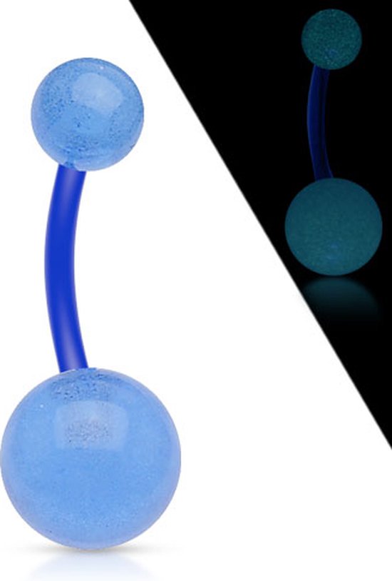 Piercings pour nombril flexible bio plast lueur dans le bleu foncé © LMPiercings
