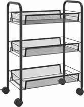 Bol.com vidaXL - Keukentrolley - 3-laags - 46x26x64 - cm - ijzer - zwart aanbieding