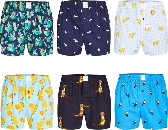 MG 1 Wijde Losse Boxershorts Heren 6 Pack Multipack D722 met Prints Maat XXL bol
