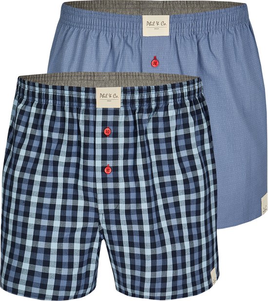 Phil & Co 2-Pack Wide Boxer Shorts Men PH Boxers Checked - Taille XL - Boxer ample homme