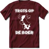 T-Shirt Knaller T-Shirt|Trots op de boer / Boerenprotest / Steun de boer|Heren / Dames Kleding shirt Koe|Kleur Burgundy|Maat XL