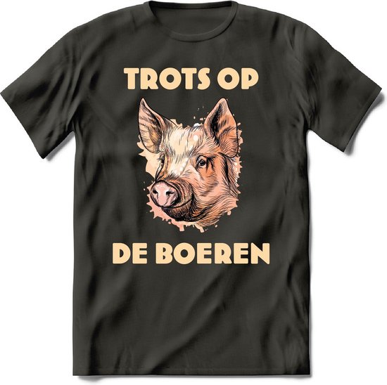 T-Shirt Knaller T-Shirt|Trots op de boeren / Boerenprotest / Steun de boer|Heren / Dames Kleding shirt Varken|Kleur Grijs|Maat M