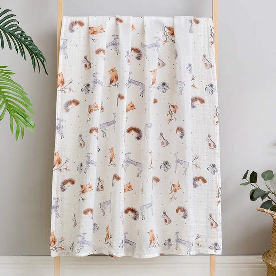 Hydrofiele doek XL - 120x120 cm - Inbakerdoek - Forest Animals - Swaddle doek groot - Hydrofiele luier van Little Dutch — afbeelding 3