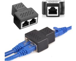 Ethernet Splitter - 2in1 RJ45 Poort - Netwerkkabel Splitter - Internet Verlengstuk - LAN/RJ45/UTP/FTP Adapter - Zwart