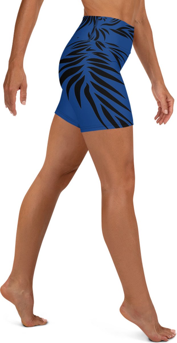 Sport Short - design Power Up - High Waist - Dry Fit - High Performance - 4way stretch - UPF 50+ - Hardloop - Yoga - Fitness - Dans - Pilates - Training - Korte Broek - dames- kobaltblauw zwart - maat S — afbeelding 4
