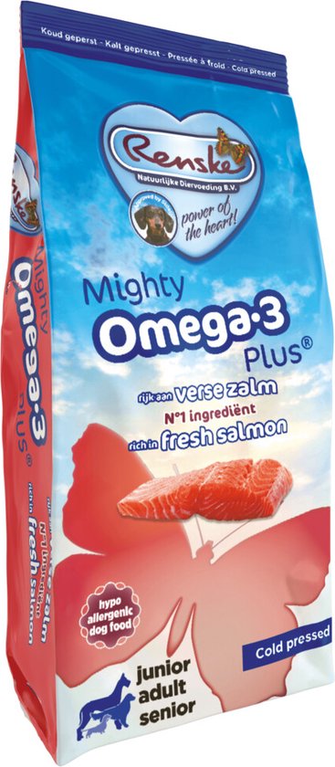 Renske Mighty Omega Plus Geperst Hondenvoer Zalm 600 gr