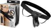 Lux Fetish Strap On Voorbinddildo Unisex Vibrating Hollow Double Strap-On Zwart