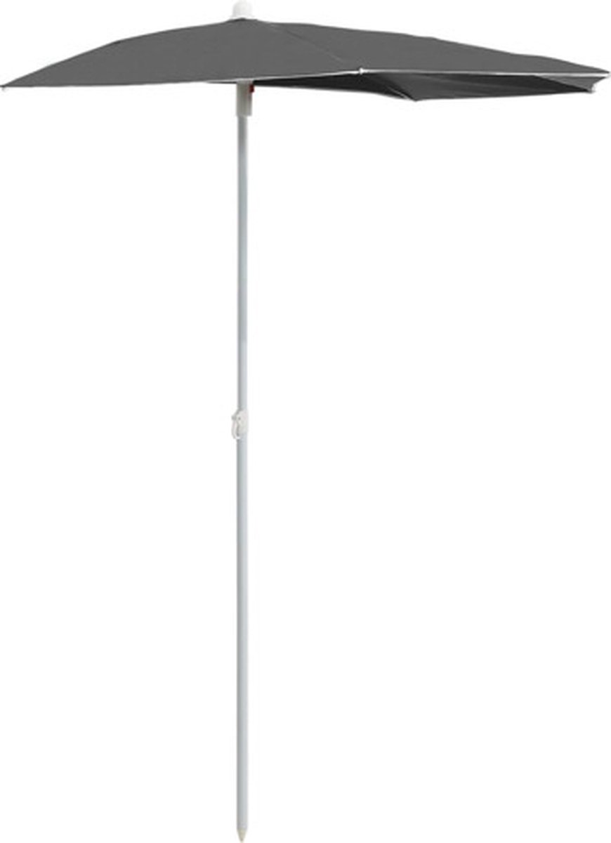 vidaXL - Parasol - half - met - paal - 180x90 - cm - antracietkleurig