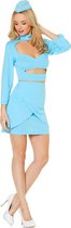 Partychimp  Verkleedkleding Stewardess kostuum voor vrouwen Deluxe Blauw - L