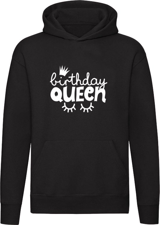 Birthday Queen Hoodie | Verjaardag | Dames | Vrouw | Meid | Moeder | Unisex | Trui | Sweater | Hoodie | Capuchon | Zwart