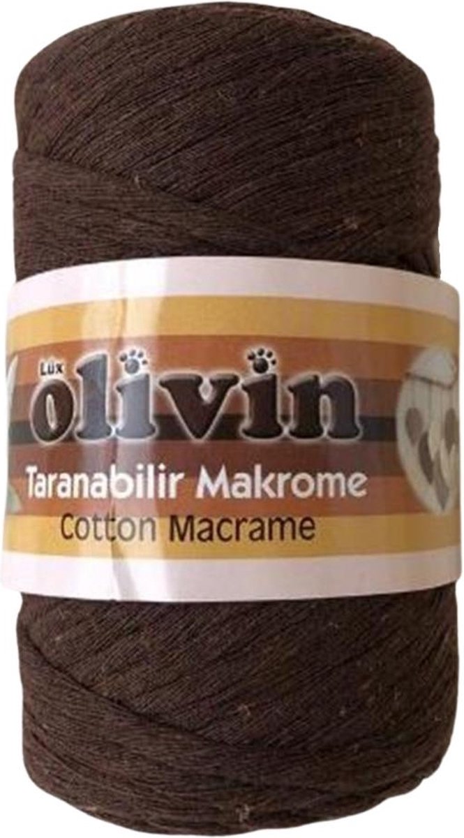 Lux Olivin Macrame Touw - Wandkleden Touw - Gordijnen Touw - Tassen Touw - Moederdag Cadeau - 5 mm - 100% Katoen - Donker Bruin