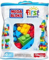 Mega Bloks First Builders 60 Maxi Blokken Met Tas Blauw - Contructiespeelgoed