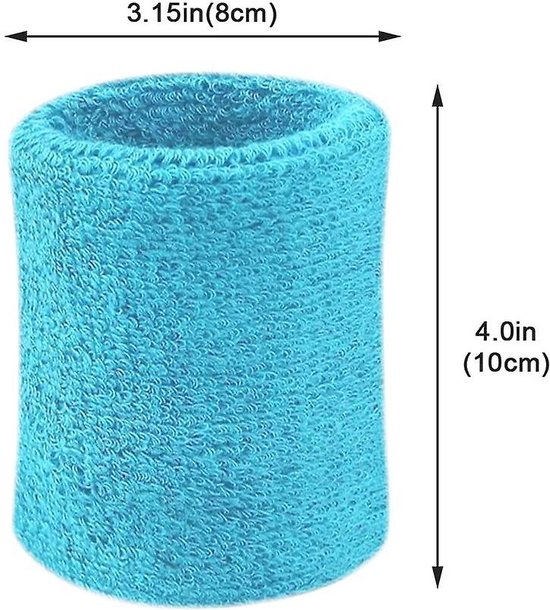MJ Sports Premium Wristbands Sweatbands Light Blue - Bandeaux absorbants 2 Pieces - Wristbands Unisex 11 cm