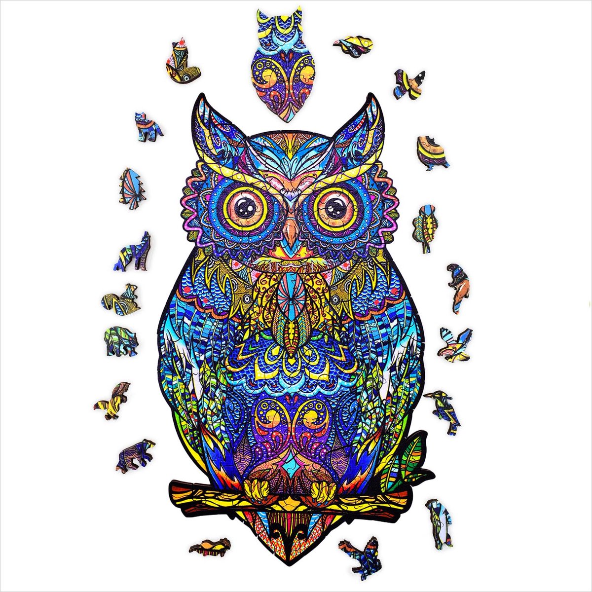 ACROPAQ Houten puzzel uil - 200 stukjes A3 formaat 420 x 297 mm Puzzel voor kinderen en volwassenen