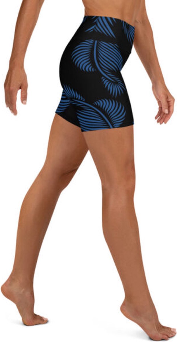 Sport Short - design Lines 4 Peace - High Waist -Dry Fit -High Performance - 4way stretch - UPF 50+ - Hardloop - Yoga - Fitness - Dans - Pilates - Training - Korte Broek- zwart klassiekblauw - dames-maat L van Merkloos — afbeelding 5