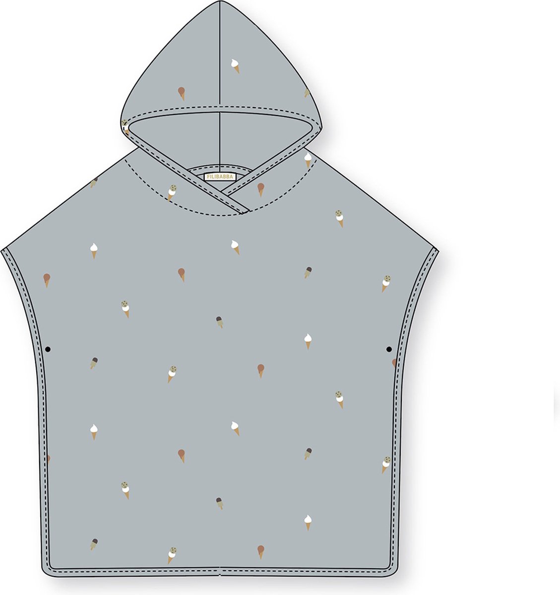 Filibabba - Geborduurde strand poncho - Pearl Blue