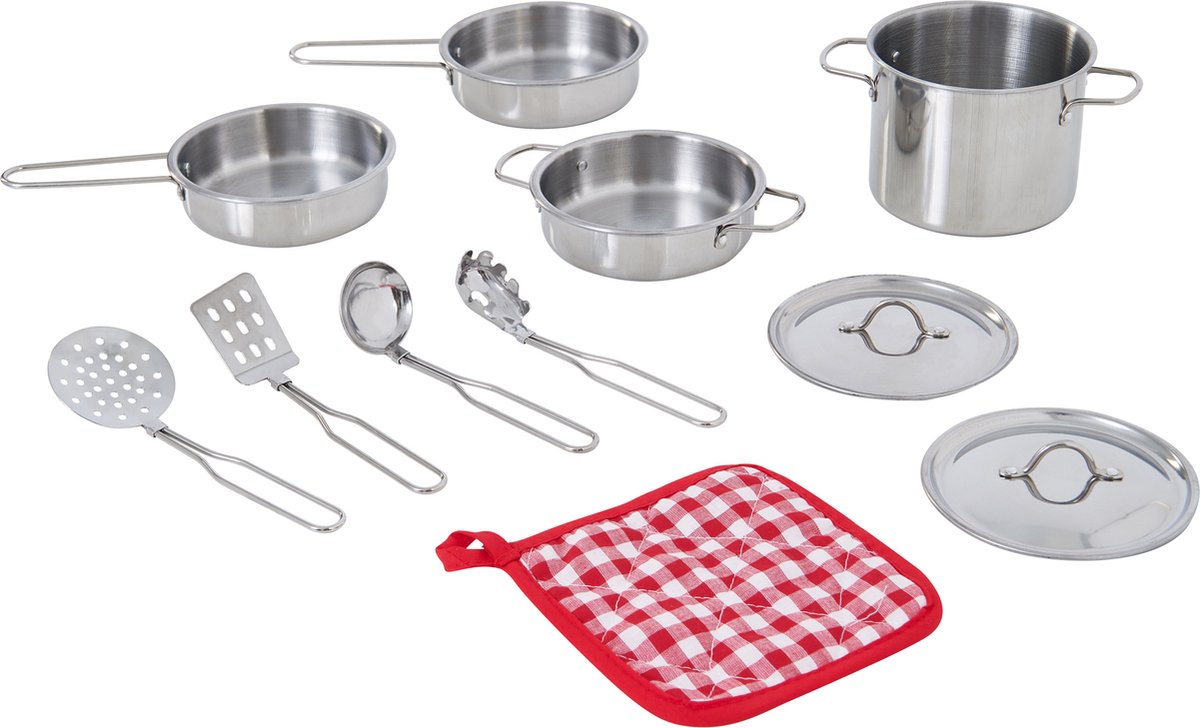 Teamson Kids Speelkeuken Accessories - Roestvrij Staal - 11 Stuks - Kinderspeelgoed