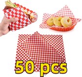 Rainbecom - 28 x 34 cm - 50 pièces - Papier sulfurisé pour hamburger - Durable - Résistant à l'humidité et à la graisse - Papier pour sandwichs, hamburgers, Snacks