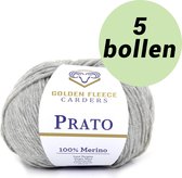 5 bollen breiwol Zilver grijs (806) - 100% Merino wol - Golden Fleece yarns Prato silver grey