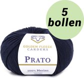 5 bollen breiwol Donker blauw (823)- 100% Merino wol - Golden Fleece yarns Prato navy blue