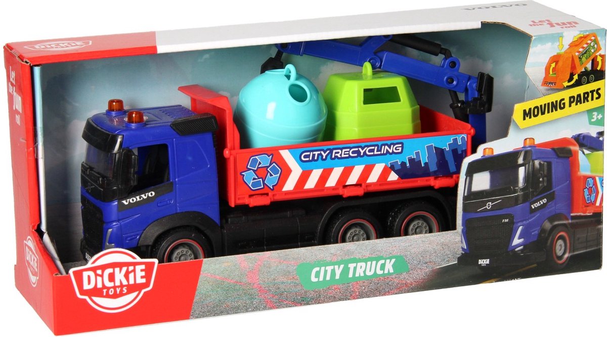 dickie city truck - recyling vrachtwagen met containers