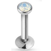 Dessus plat Opal Labret Blanc 10 mm © LMPiercings
