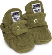 Little Riots - babyslofjes - fleece original - olijf groen - slofjes voor je baby, dreumes en peuter voor jongens en meisjes - 3-6 Maanden (10cm) - schoenmaat 16-17