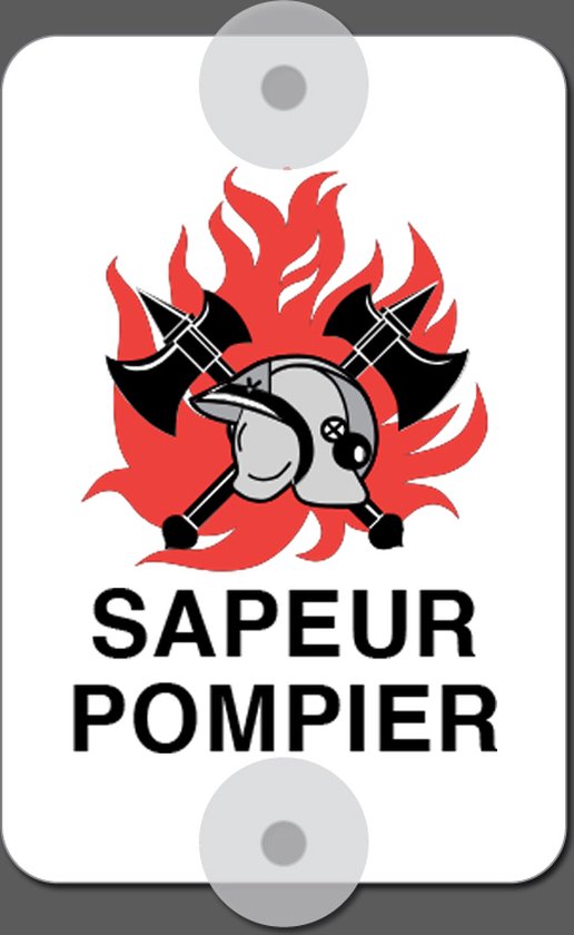 Sapeur pompier helm met gekruiste bijlen voor vlammen.
