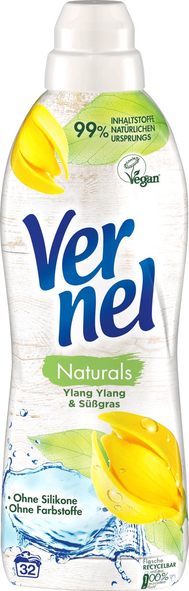 Vernel Wasverzachter Naturals Ylang Ylang & Sweet Grass 32WL, 800 ml