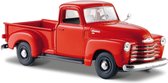 Modelauto Chevrolet 3100 pick up 1950 rood 1:24 - speelgoed auto schaalmodel