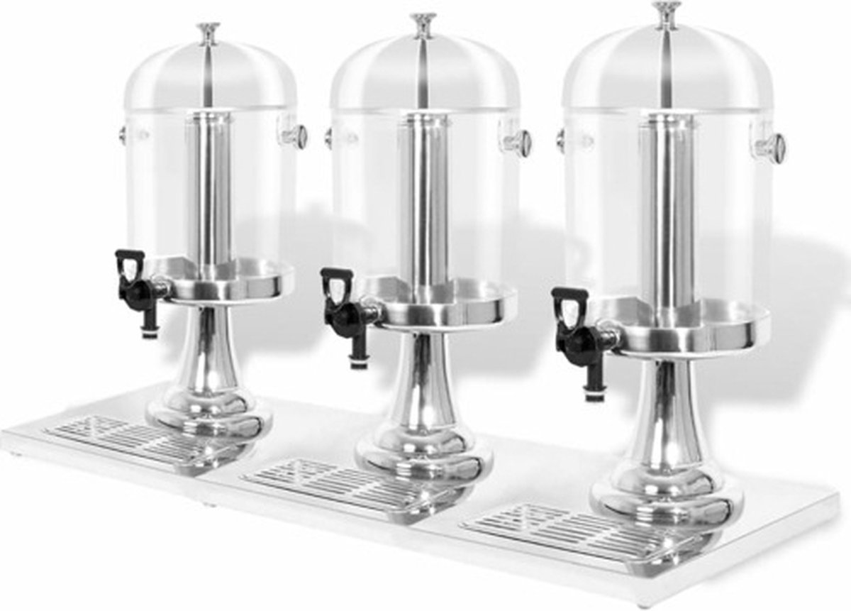vidaXL - Drievoudige - sapdispenser - roestvrij - staal - 3x8 - L