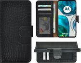 MoDo hoesje voor Motorola Moto G52 - Leer Book Case - Croco zwart