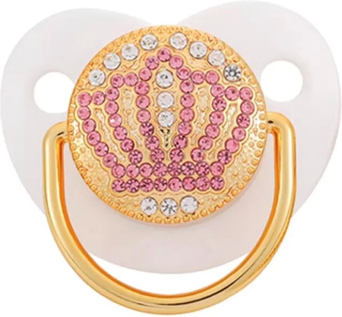 Goedkoopste Fopspeen - Schelp - 0 - 18 Maanden -Wit / Roze / zilver - Silica gel - Luxe fopspeen met diamanten - Baby geschenk - Meisjes fopspeen - Babyshower geschenk