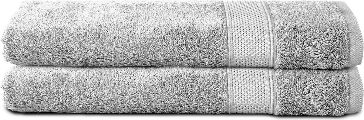 Komfortec 2x Handdoek 50x100 - 100% Katoen – Handdoekenset - Zacht - Zilvergrijs