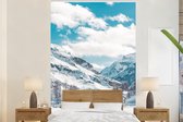 Village de montagne dans la neige dans les Alpes 200x300 cm