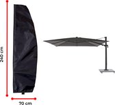 Luxe parasolhoes met rits en stok voor zweefparasol | 265 x 70 cm | Waterdicht | Rits en stok | Geschikt voor parasol van 300 cm | Zwart
