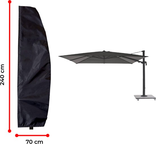 Luxe parasolhoes met rits en stok voor zweefparasol | 265 x 70 cm |  Waterdicht | Rits... | bol.com